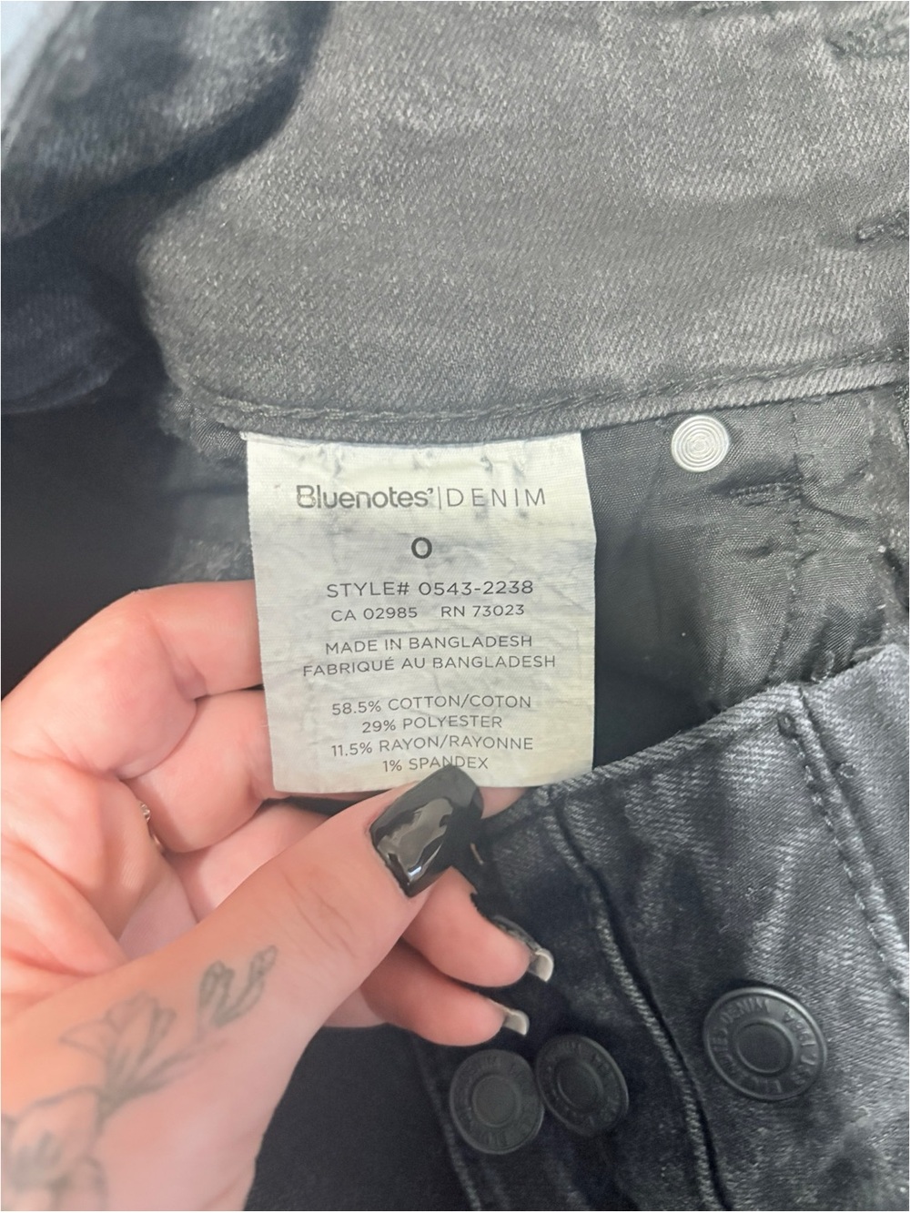 Bluenotes High-Waist Black Denim Button-Front Shorts - Picture 3 of 3
